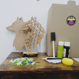 “Wood Art Kit with Mosaics and Brushes”